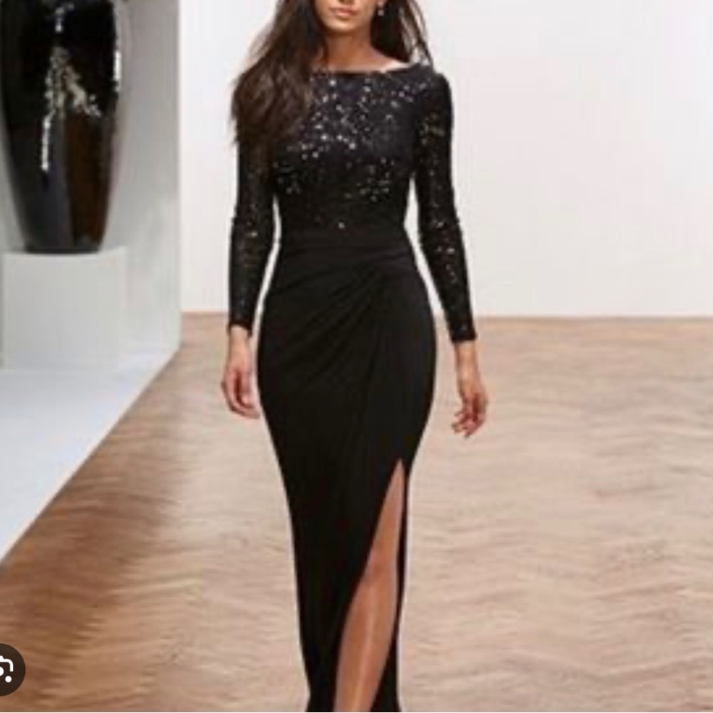 Ralph Lauren Black Sequin Maxi Dress